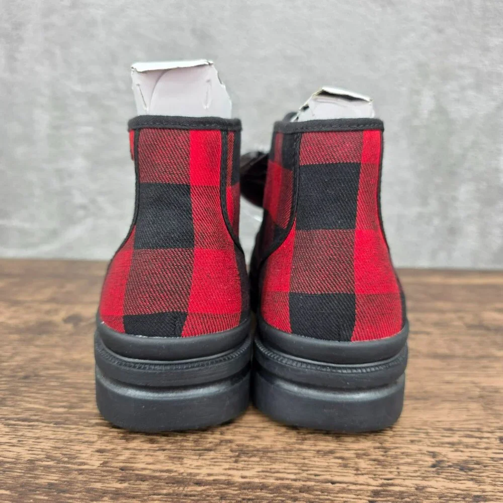 Polo Ralph Lauren Umar Buffalo Plaid Boots 9.5 Black Red Ankle Rugged Laces New